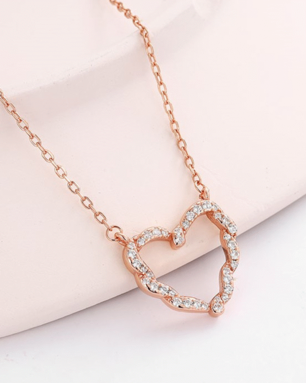 Silver Whimsical Love Heart Pendant Necklace - Image 3