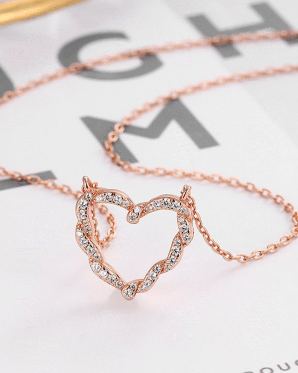Silver Whimsical Love Heart Pendant Necklace - Image 4