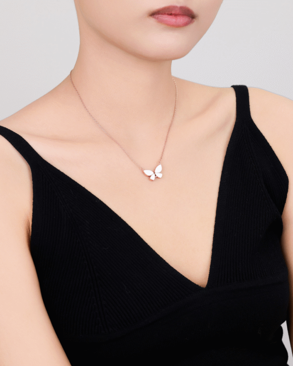 Silver Flutter Grace Butterfly Pendant Necklace - Image 2