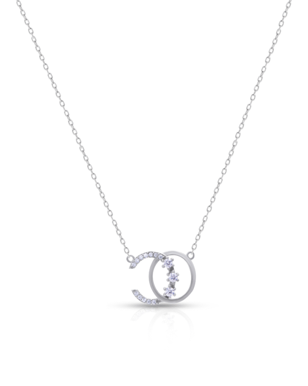 Silver Celestial Harmony Moon Pendant Necklace
