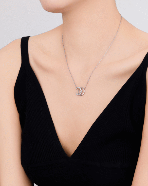 Silver Celestial Harmony Moon Pendant Necklace - Image 2