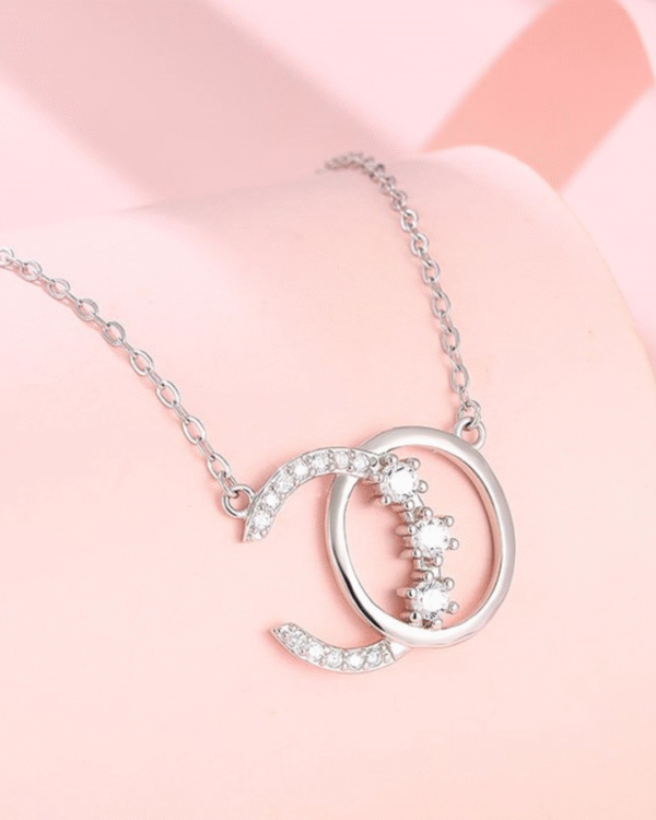 Silver Celestial Harmony Moon Pendant Necklace - Image 3