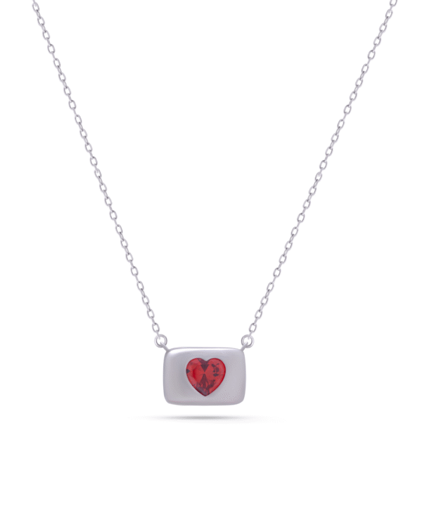 Silver Crimson Love Charm Pendant Necklace