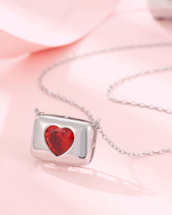 Silver Crimson Love Charm Pendant Necklace - Image 4