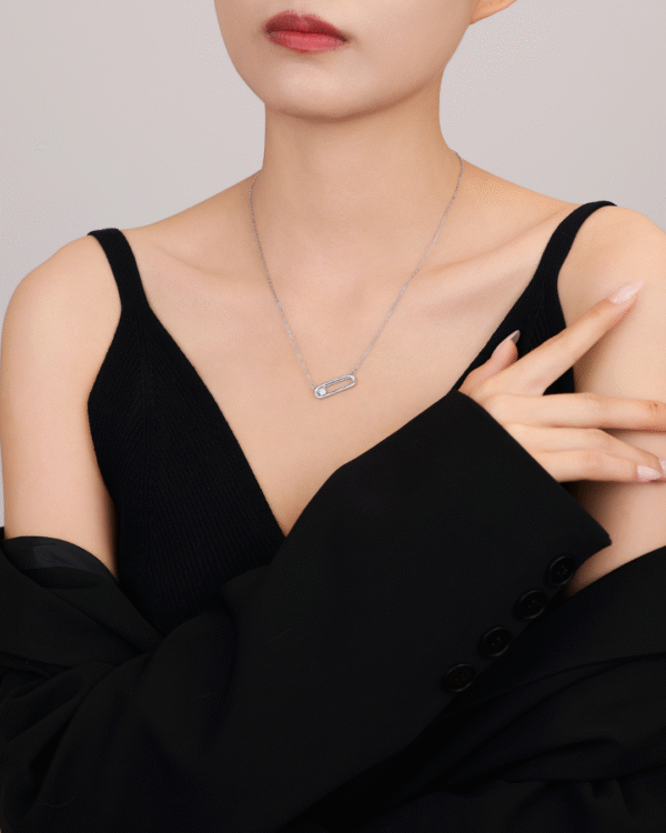 Silver Minimalist Elegance Bar Pendant Necklace - Image 2