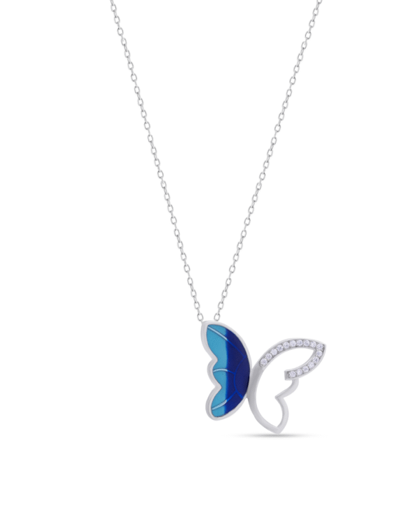 Silver Ethereal Flight Butterfly Pendant Necklace