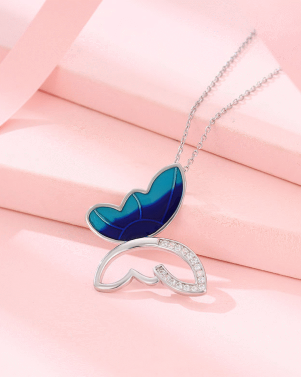 Silver Ethereal Flight Butterfly Pendant Necklace - Image 3