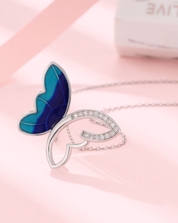 Silver Ethereal Flight Butterfly Pendant Necklace - Image 4