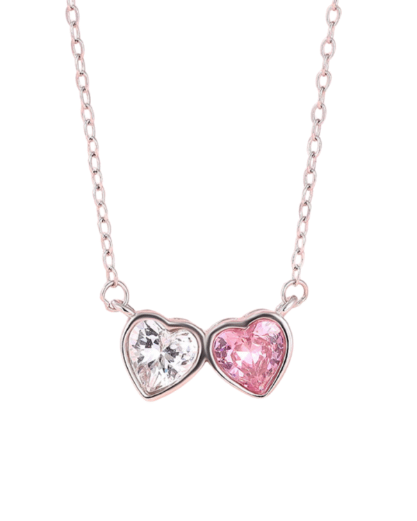Silver Eternal Love Twin Heart Pendant Necklace