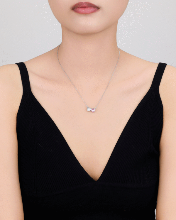 Silver Eternal Love Twin Heart Pendant Necklace - Image 2