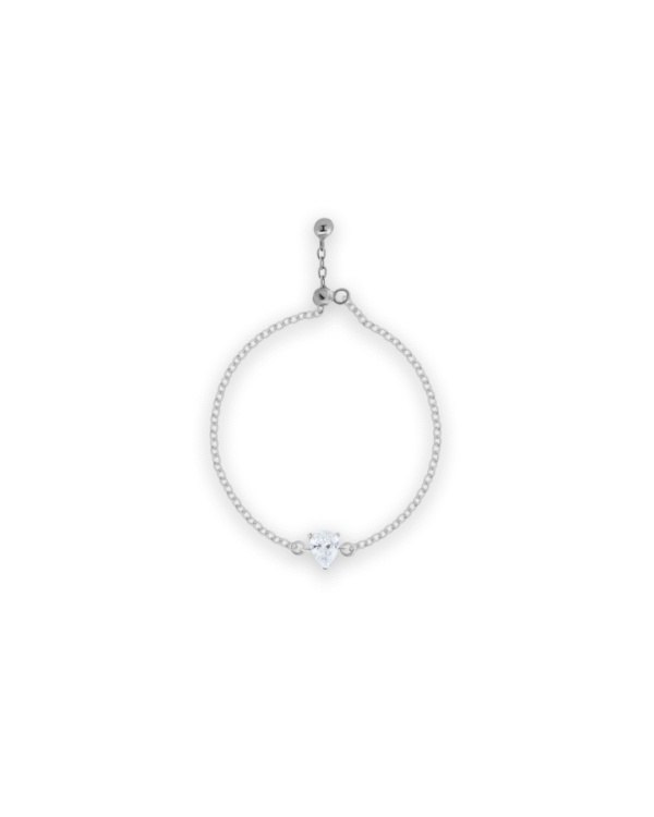 Silver Crystal Elegance Chain Ring