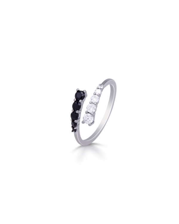 Silver Yin-Yang Harmony Dual Stone Ring