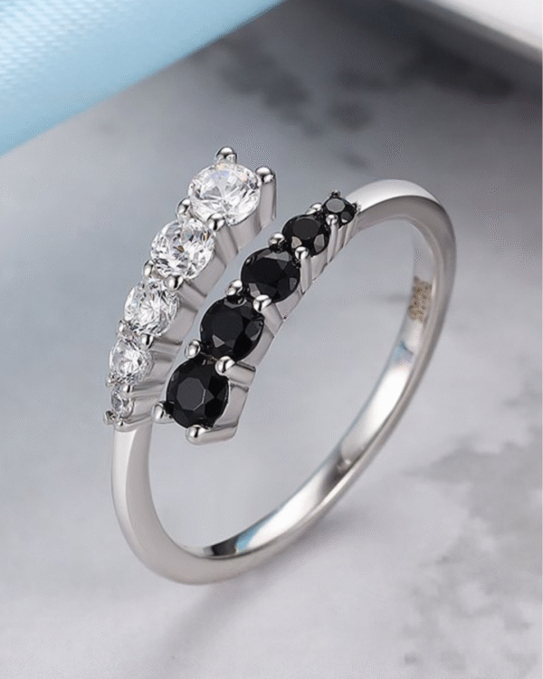 Silver Yin-Yang Harmony Dual Stone Ring - Image 3