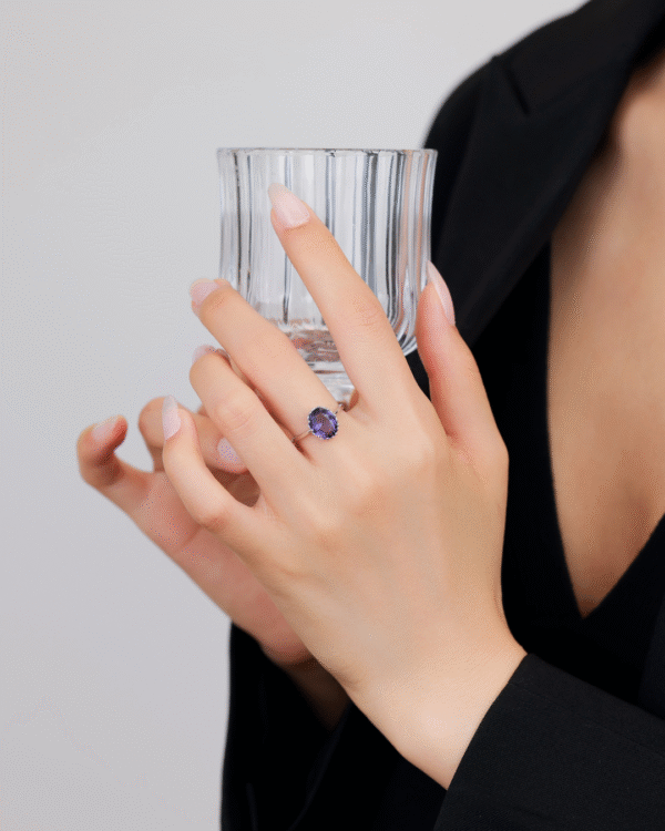 Silver Amethyst Royal Swirl Ring - Image 2