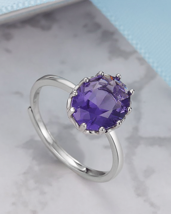 Silver Amethyst Royal Swirl Ring - Image 3