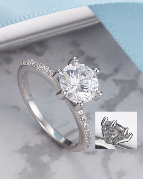Silver Classic Elegance Solitaire Ring - Image 3