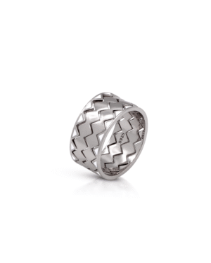 Silver Zigzag Edge Bold Band Ring