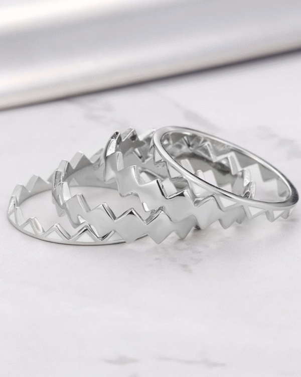 Silver Zigzag Edge Bold Band Ring - Image 3