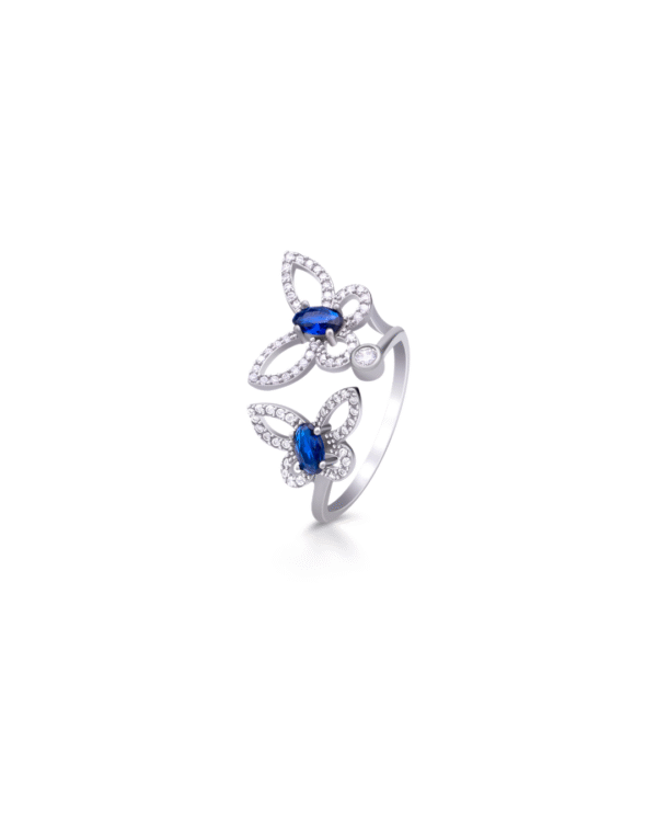 Silver Sapphire Butterfly Grace Ring