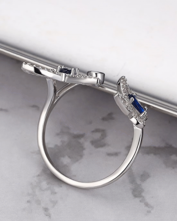 Silver Sapphire Butterfly Grace Ring - Image 4