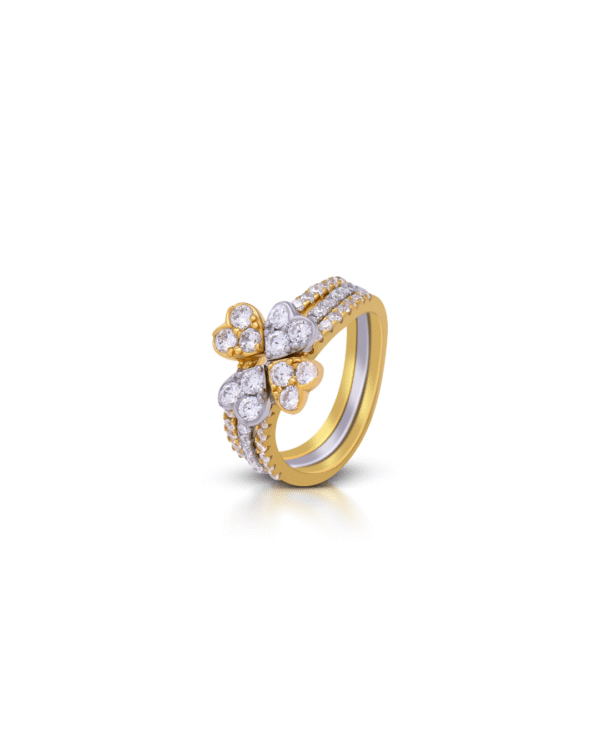 Silver Golden Blossom Stacked Ring