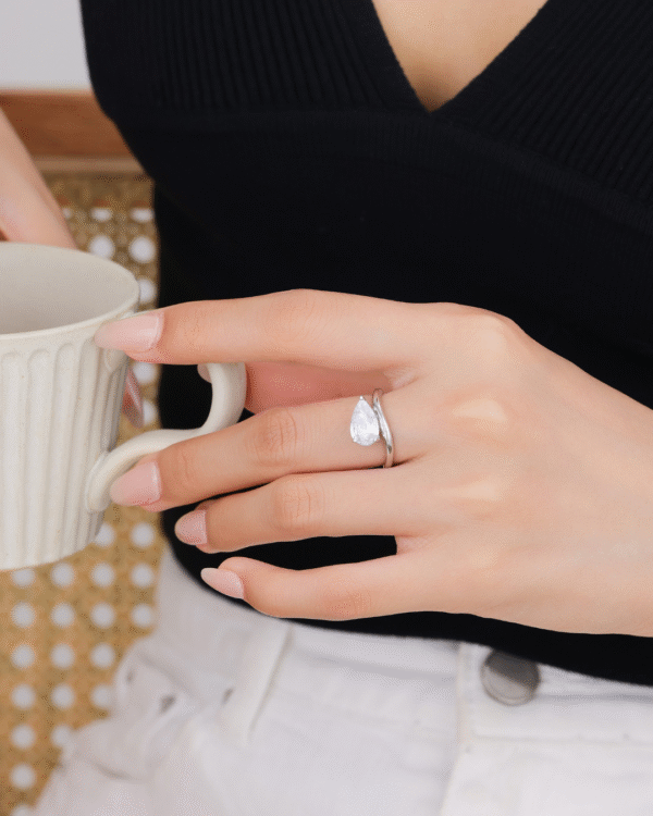 Silver Pear Brilliance Sculpted Ring - Image 2