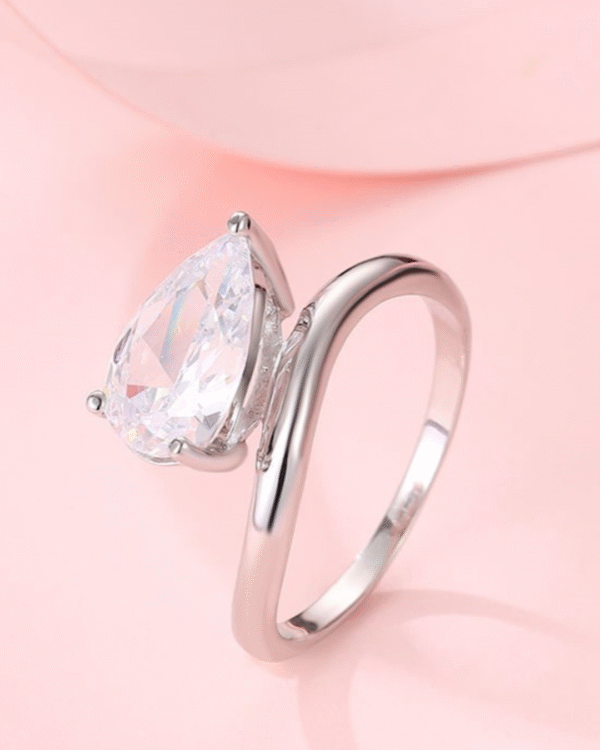 Silver Pear Brilliance Sculpted Ring - Image 3