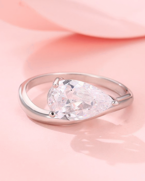 Silver Pear Brilliance Sculpted Ring - Image 4