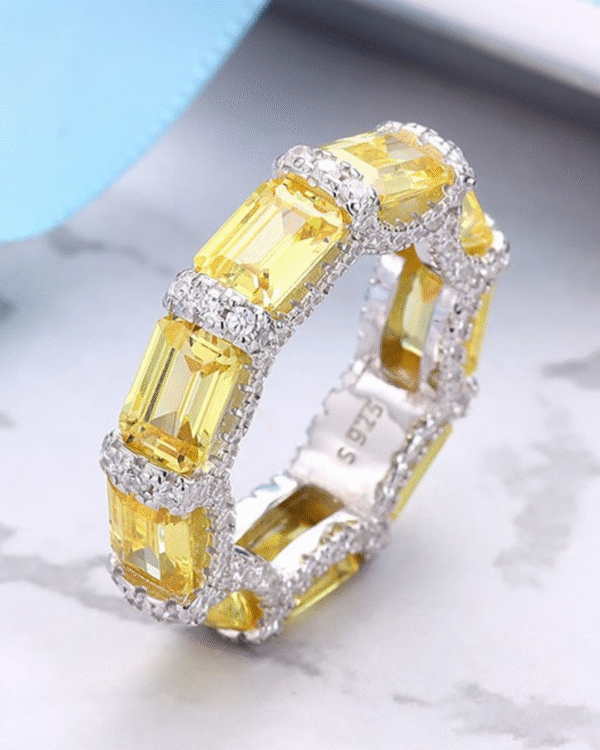 Silver Golden Radiance Gem Ring - Image 3