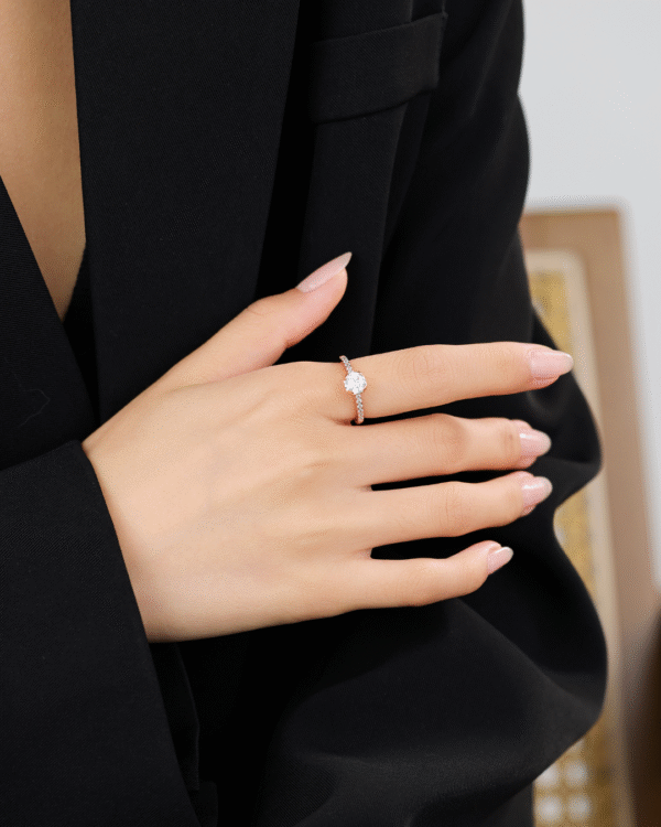 Silver Rose Radiance Solitaire Engagement Ring - Image 2
