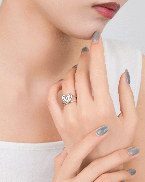Silver Eternal Embrace Heart Ring - Image 2