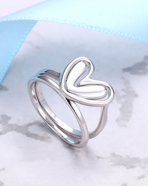 Silver Eternal Embrace Heart Ring - Image 3