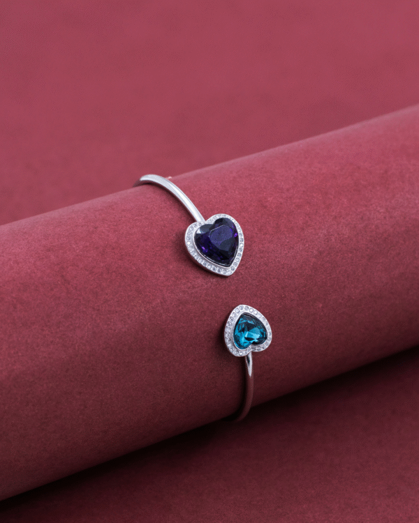 Silver Twin Hearts Bangle - Image 3