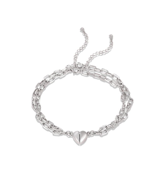 Silver Silver Heart Chain Embrace Bracelet