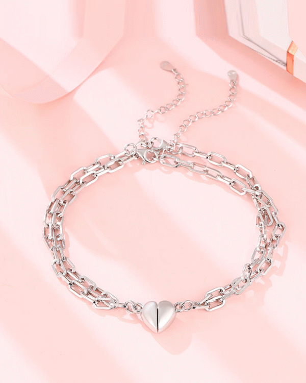 Silver Silver Heart Chain Embrace Bracelet - Image 4