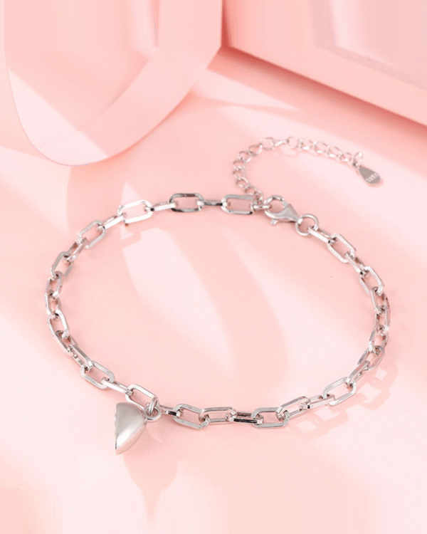 Silver Silver Heart Chain Embrace Bracelet - Image 6
