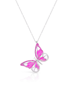 Silver Vibrant Wings Butterfly Pendant Necklace