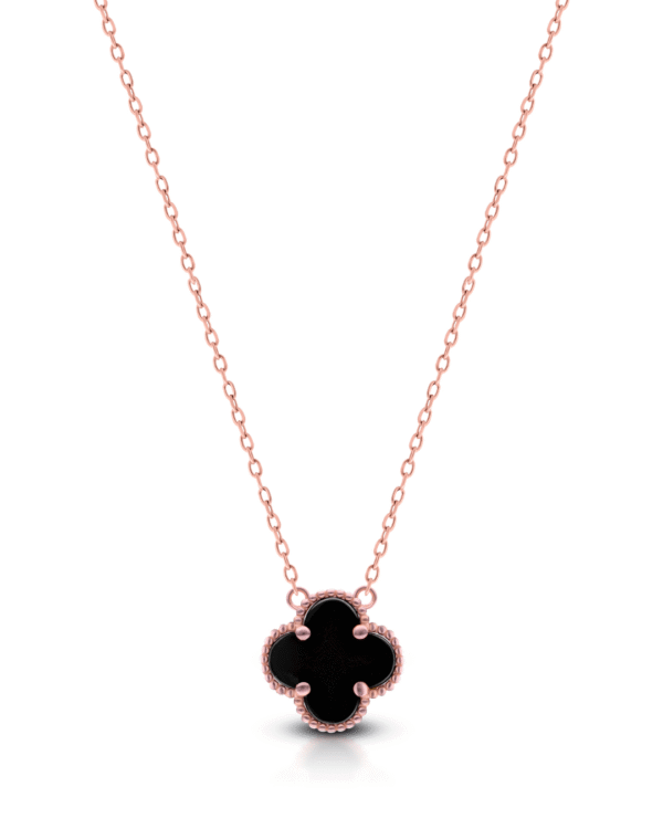 Silver Noir Bloom Rose Gold Pendant Necklace