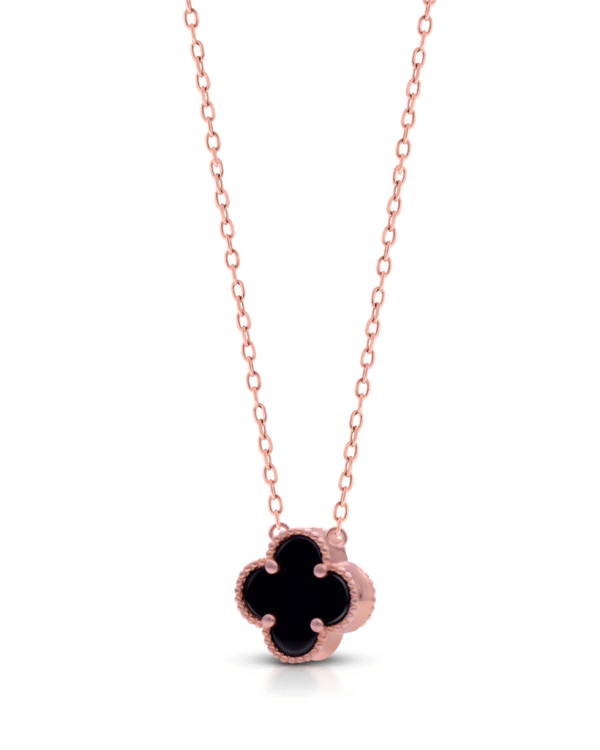 Silver Noir Bloom Rose Gold Pendant Necklace - Image 2