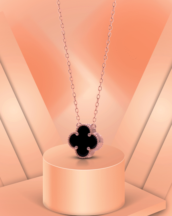 Silver Noir Bloom Rose Gold Pendant Necklace - Image 5