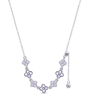 Silver Blossom Charm Pendant Necklace