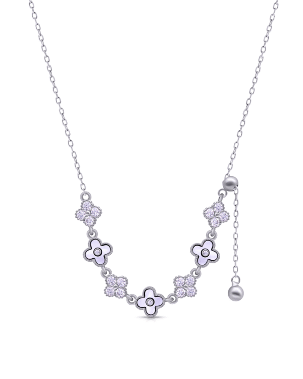 Silver Blossom Charm Pendant Necklace