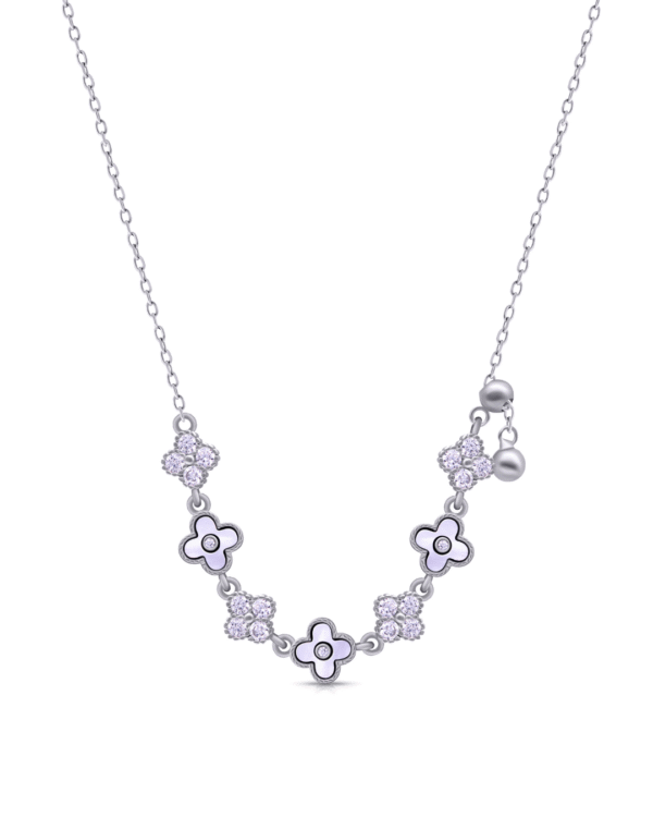 Silver Blossom Charm Pendant Necklace - Image 2