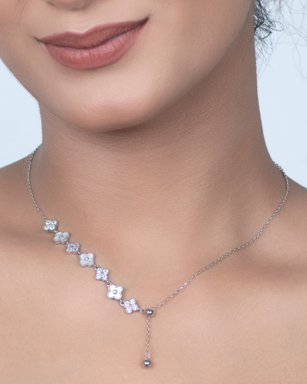 Silver Blossom Charm Pendant Necklace - Image 3