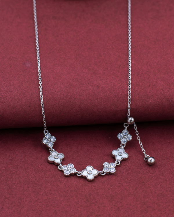 Silver Blossom Charm Pendant Necklace - Image 4
