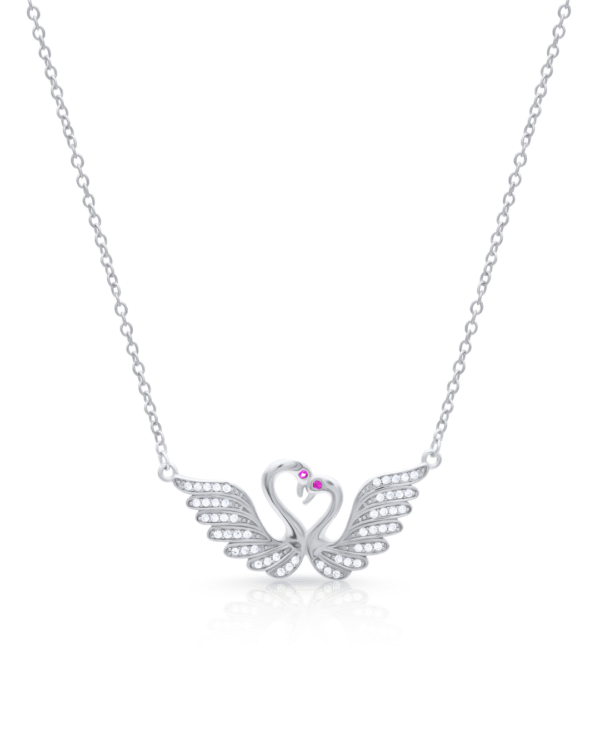 Silver Eternal Love Swans Pendant Necklace