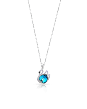 Silver Azure Swan Pendant Necklace