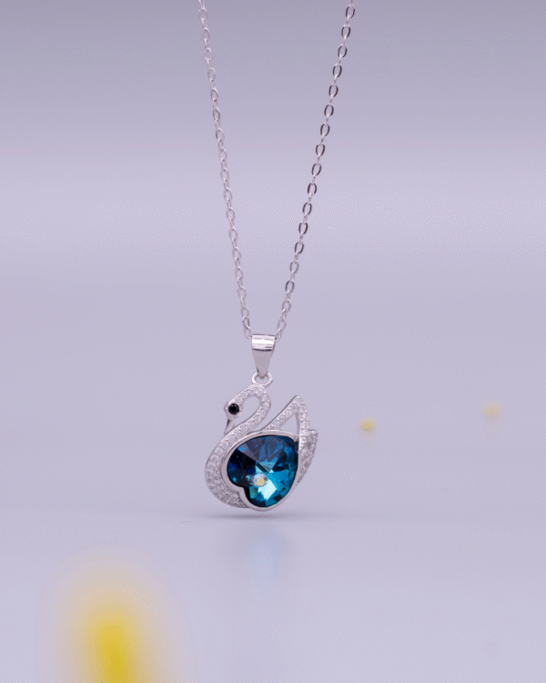 Silver Azure Swan Pendant Necklace - Image 3
