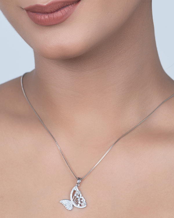 Silver Ethereal Butterfly Grace Pendant Necklace - Image 2