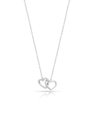 Silver Entwined Hearts Love Pendant Necklace